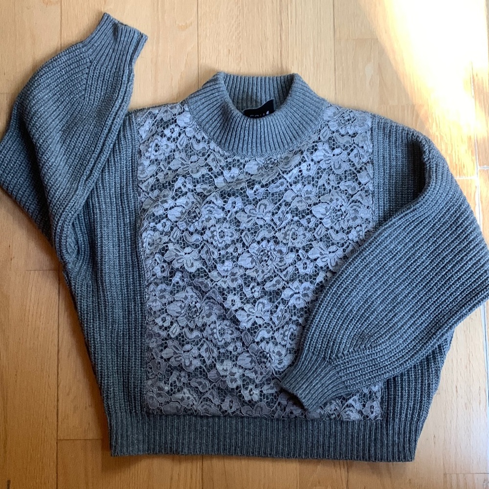 CO|TE Made In Italy Grey Lace sweater size xs